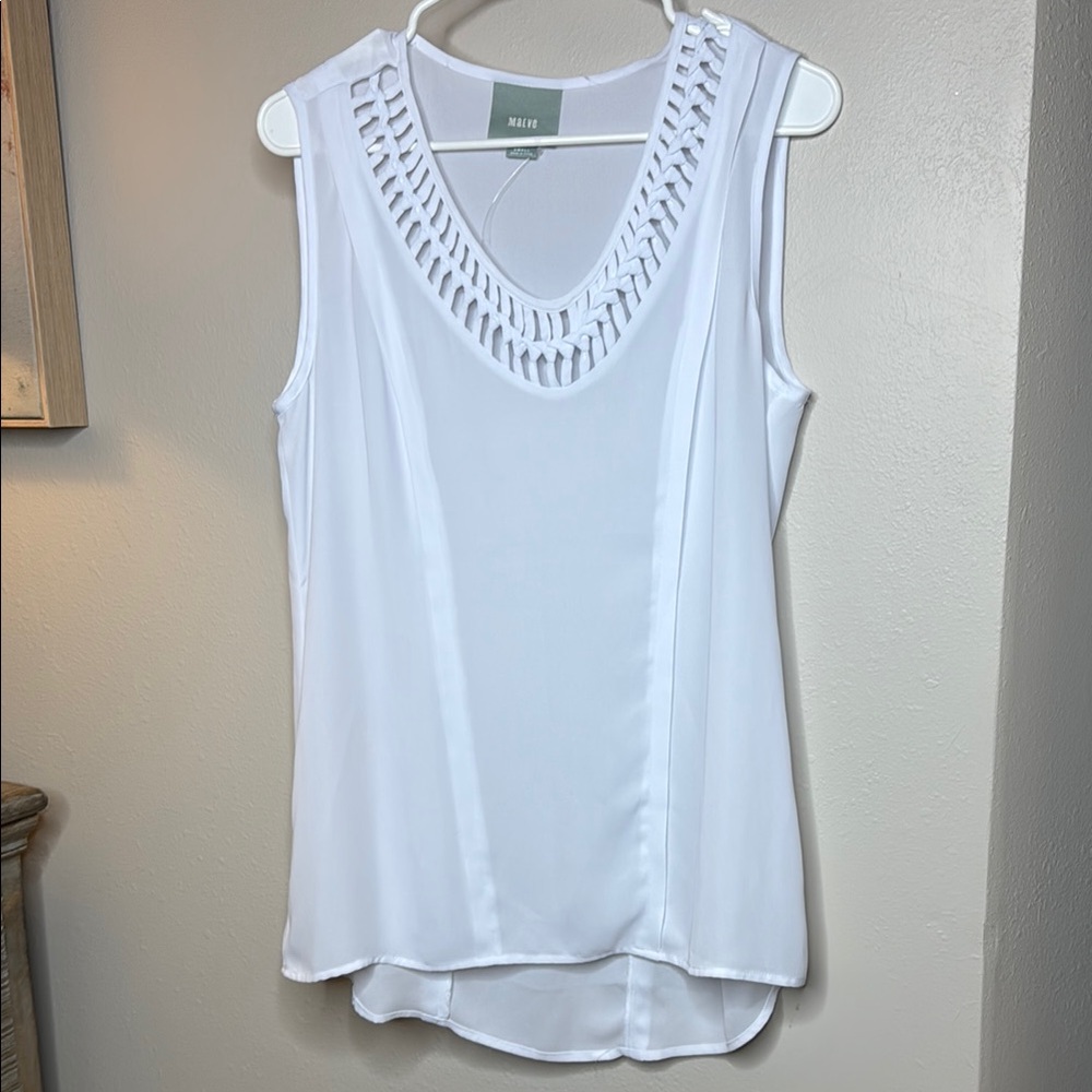 Maeve White Sleeveless‎ Tank Top with Cut Out Detail - Small - Picture 3 of 13